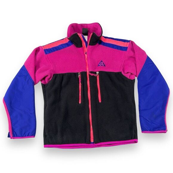VTG Nike ACG Womens Small Makalu Full Zip Fleece Jacket Y2K Made In USA Pink - Picture 1 of 15